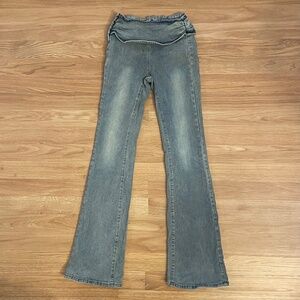 SHEIN EZwear Women's Casual Fashionable Flared Jeans With Waist Pleats Size XXS